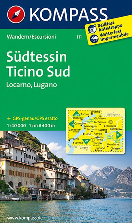 Carta escursionistica n. 111. Tesino Sud, Locarno, Lugano 1:40.000 - copertina