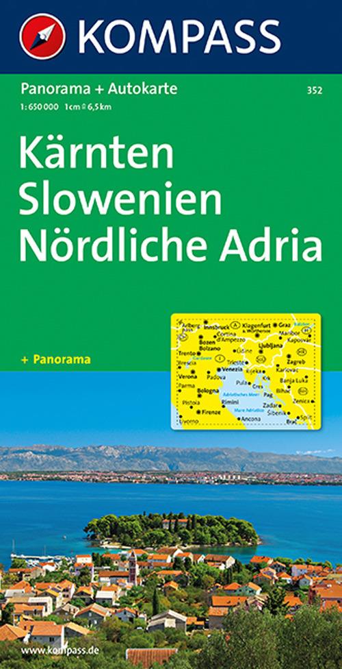 Carta stradale e panoramica n. 352. Kärnten, Slowenien, Nördliche Adria-Carinzia, Slovenia, Adria Nord 1:650.000 - copertina