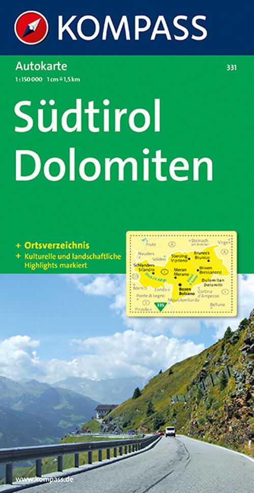 Carta stradale n. 331. Alto Adige, Dolomiti-Südtirol, Dolomiten 1:150.000. Ediz. bilingue - copertina