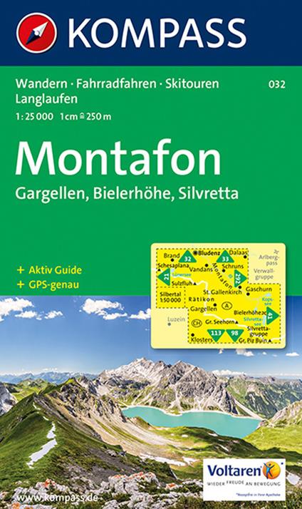 Carta escursionistica n. 032. Montafon, Gargellen, Bielerhöhe, Silvretta 1:25.000. Ediz. bilingue - copertina