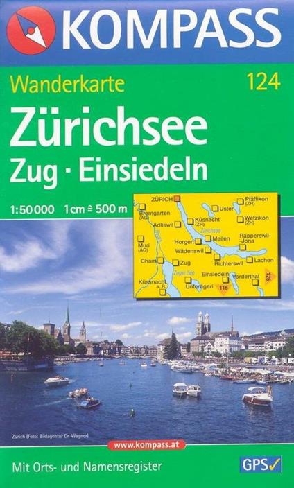 Carta escursionistica n. 124. Svizzera, Alpi occidentale. Zürichsee, Zug, Einsiedeln 1:50.000. Adatto a GPS. Digital map. DVD-ROM - copertina