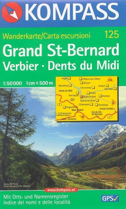 Carta escursionistica n. 125. Svizzera, Alpi occidentale. Grand St.-Bernard 1:50.000. Adatto a GPS. Digital map. DVD-ROM - copertina