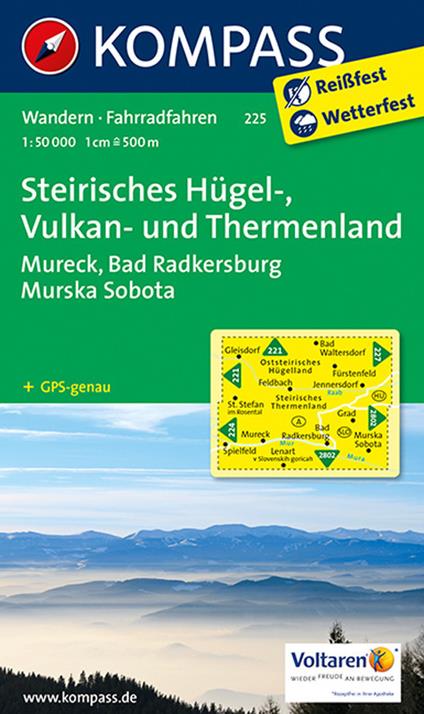 Carta escursionistica n. 225. Steirisches hügel, vulkan und thermenland 1:50.000 - copertina