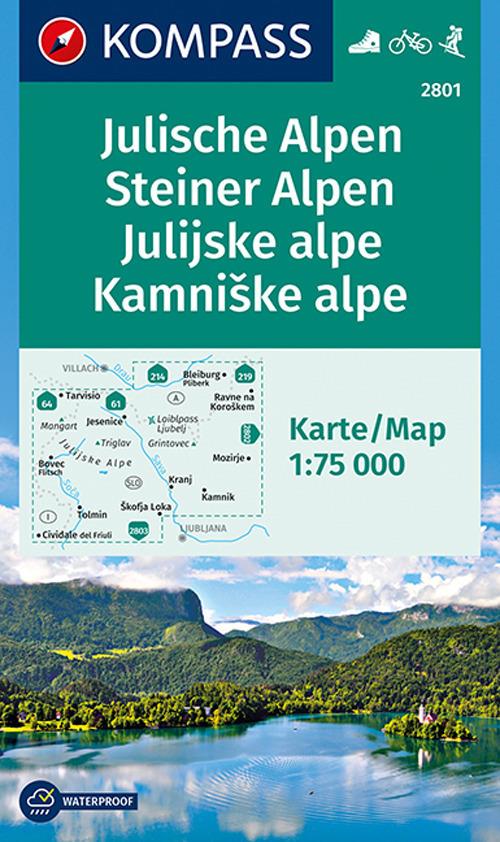 Carta escursionistica n. 2801. Julische Alpen, Julijske alpe-Steiner alpen, Kamniske alpe 1:75.000 - copertina