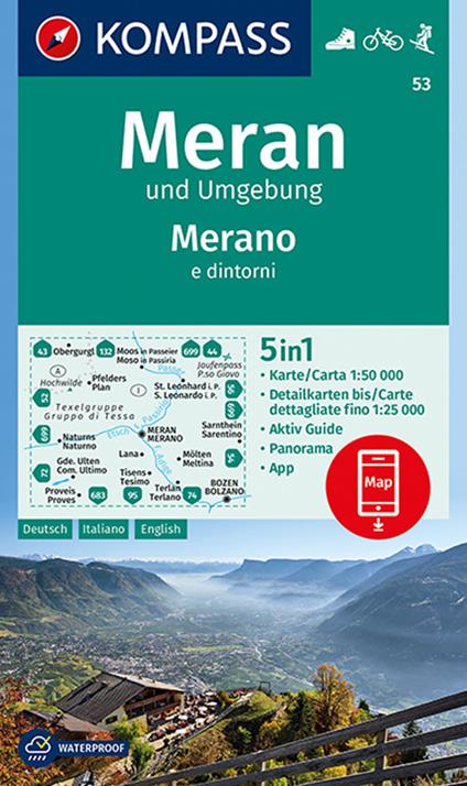 Carta escursionistica n. 53. Merano e dintorni 1:50.000. Ediz. italiana, tedesca e inglese - copertina