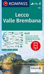 Carta escursionistica n. 105. Lecco, Valle Brembana 1:50.000. Ediz. italiana, tedesca e inglese