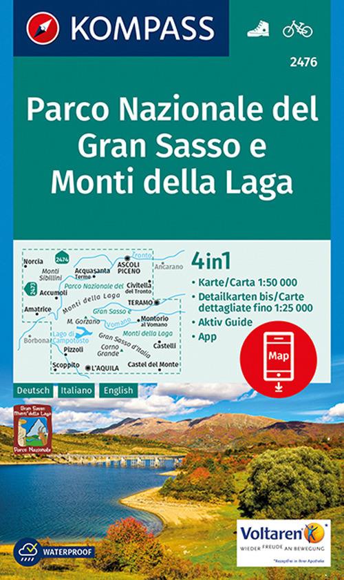 Carta escursionistica n. 2476. Parco Nazionale del Gran Sasso 1:50.000. Ediz. italiana, tedesca e inglese - copertina