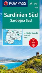 Carta escursionistica n. 2499. Sardegna Sud 1:50.000 (set di 4 carte) Ediz. italiana e tedesca