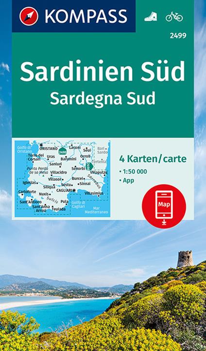 Carta escursionistica n. 2499. Sardegna Sud 1:50.000 (set di 4 carte) Ediz. italiana e tedesca - copertina