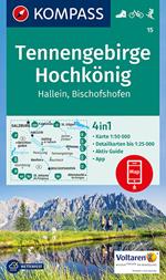 Carta escursionistica n. 15. Tennengebirge, Hochkönig, Hallein, Bischofshofen 1:50.000