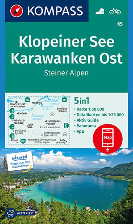 Carta escursionistica n. 65. Klopeiner See, Karawanken Ost, Steiner Alpen 1:50.000 - copertina