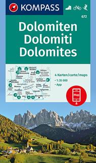 Carta escursionistica n. 672. Dolomiti-Dolomiten 1:35.000 (set di 4 carte)