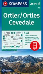Carta escursionistica n. 72. Ortles-Ortler, Cevedale 1:50.000. Ediz. italiana, tedesca e inglese