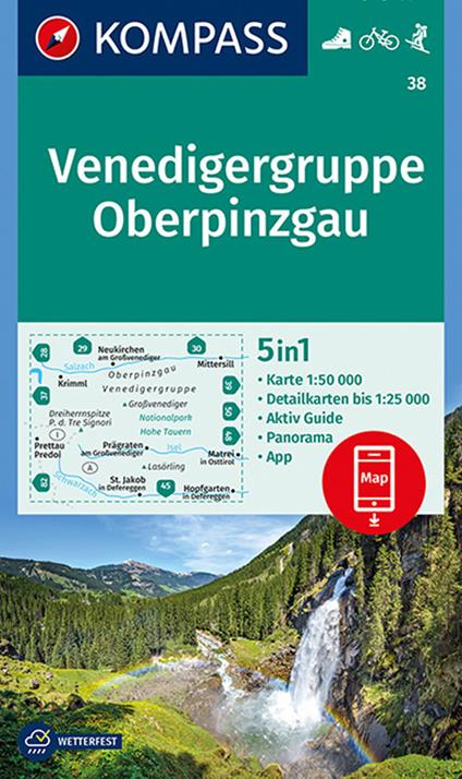 Carta escursionistica n. 38. Venedigergruppe, Oberpinzgau 1:50.000 - copertina