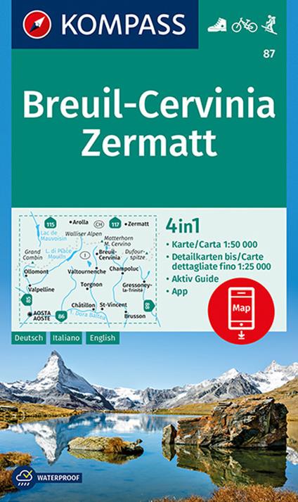 Carta escursionistica n. 87. Breuil-Cervinia, Zermatt 1:50.000. Ediz. multilingue - copertina