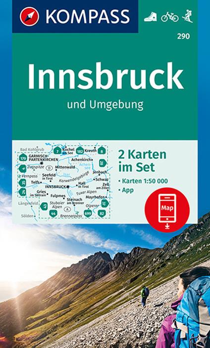 Carta escursionistica n. 290. Innsbruck, rund um 1:50.000 (set di 2 carte) - copertina