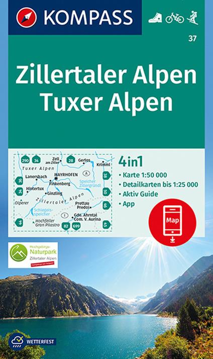 Carta escursionistica n. 37. Zillertaler Alpen, Tuxer Alpen 1:50.000 - copertina