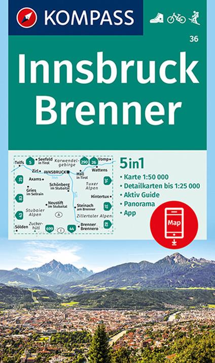 Carta escursionistica n. 36. Innsbruck, Brenner 1:50.000 - copertina