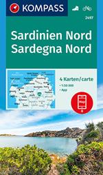 Carta escursionistica n. 2497. Sardegna Nord 1:50.000 (set di 4 carte). Ediz. italiana e tedesca