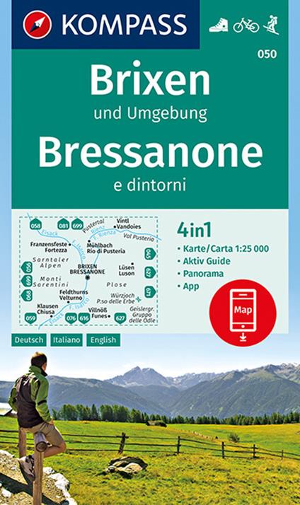Carta escursionistica n. 050. Bressanone e dintorni 1:25.000. Ediz. italiana, tedesca e inglese - copertina