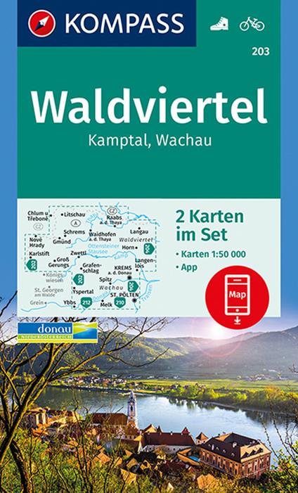 Carta escursionistica n. 203. Waldviertel, Kamptal, Wachau 1:50.000 (set di 2 carte) - copertina
