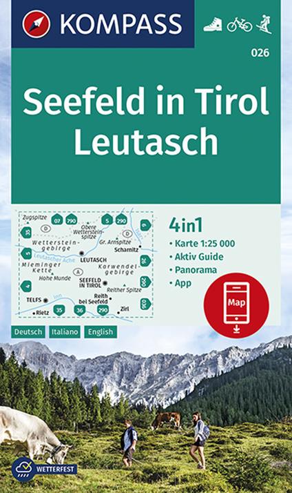 Carta escursionistica n. 026. Seefeld in Tirol, Leutasch 1:25.000. Ediz. tedesca, italiana e inglese - copertina