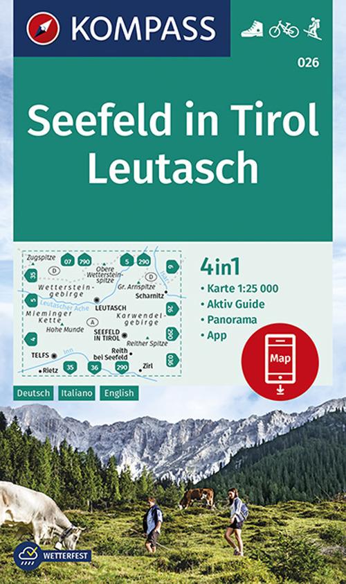 Carta escursionistica n. 026. Seefeld in Tirol, Leutasch 1:25.000. Ediz. tedesca, italiana e inglese - copertina