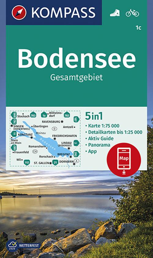 Carta escursionistica n. 1c. Bodensee, Gesamtgebiet 1:75.000 - copertina