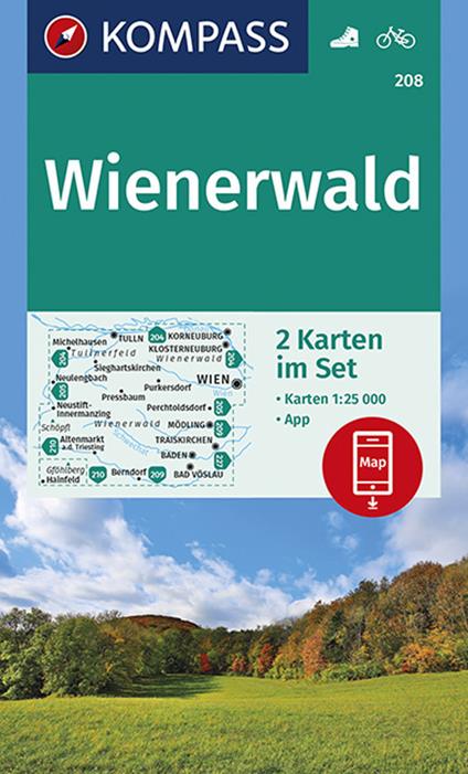 Carta escursionistica n. 208. Wienerwald 1:25.000 (set di 2 carte) - copertina