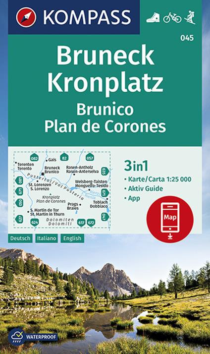 Carta escursionistica n. 045. Brunico, Plan de Corones-Bruneck, Kronplatz 1:25.000 - copertina