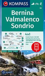 Carta escursionistica n. 93 Bernina, Valmalenco, Sondrio 1:50.000: 4in1