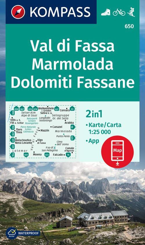 Val di Fassa, Marmolada, Dolomiti Fassane. Ediz. italiana e tedesca. Con carta escursionistica - copertina