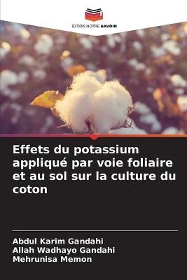 Effets du potassium appliqué par voie foliaire et au sol sur la culture du coton - Abdul Karim Gandahi,Allah Wadhayo Gandahi,Mehrunisa Memon - cover