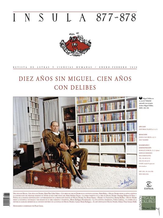 Diez años sin Miguel. Cien años con Delibes (Ínsula n° 877-878)
