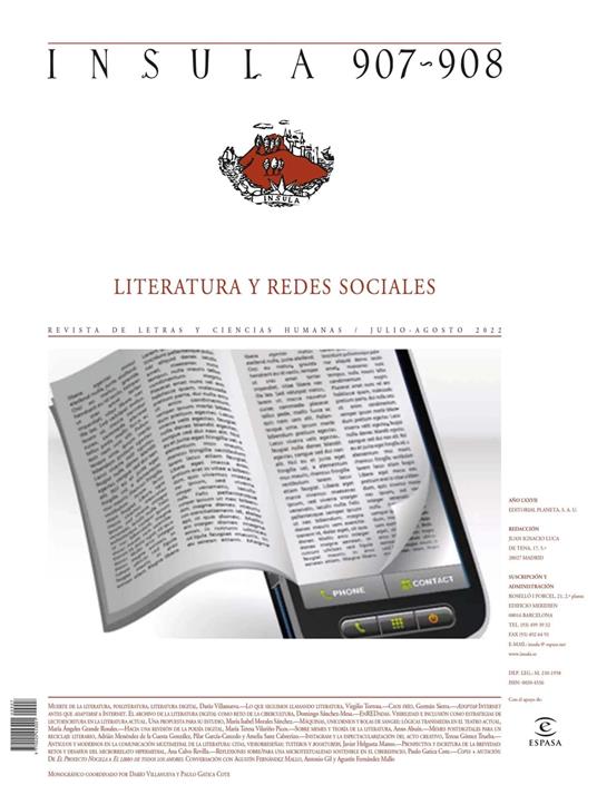 Literatura y redes sociales (Ínsula n° 907/908, julio/agosto de 2022)
