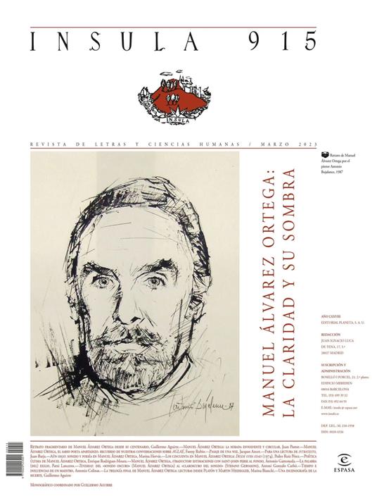 Manuel Álvarez Ortega: la claridad y su sombra (Ínsula n° 915, marzo de 2023)