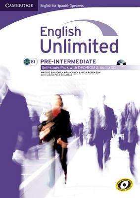 English Unlimited for Spanish Speakers Pre-intermediate Self-study Pack (Workbook with DVD-ROM and Audio CD) - Maggie Baigent,Chris Cavey,Nick Robinson - cover