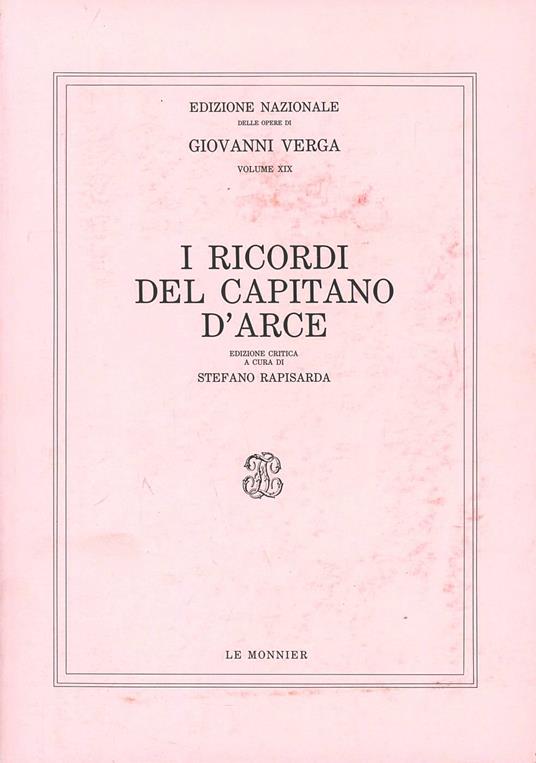 I ricordi del capitano D'Arce - Giovanni Verga - copertina