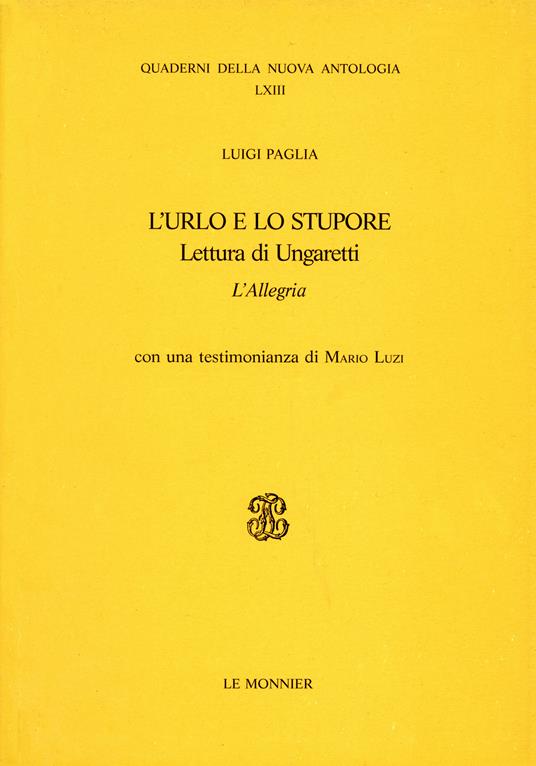 L' urlo e lo stupore - Luigi Paglia - copertina