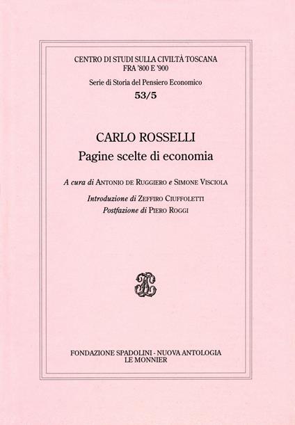 Carlo Rosselli. Pagine scelte di economia - copertina