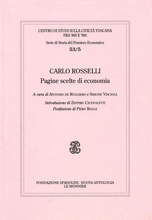 Carlo Rosselli. Pagine scelte di economia - copertina