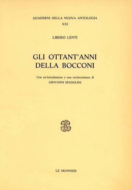 Gli ottant'anni della «Bocconi» - Libero Lenti - copertina