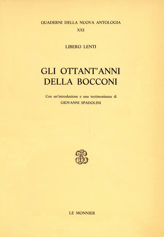 Gli ottant'anni della «Bocconi» - Libero Lenti - copertina
