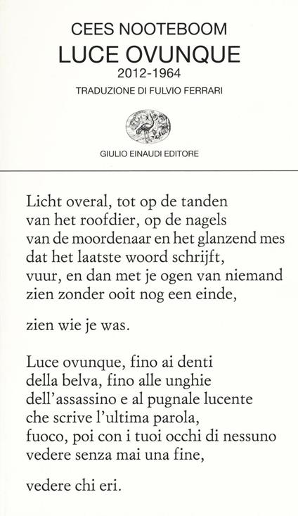 Luce ovunque (2012-1964) - Cees Nooteboom - copertina
