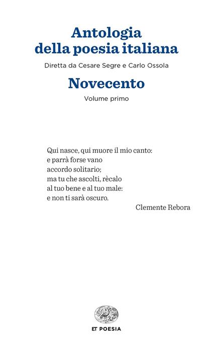 Antologia della poesia italiana. Vol. 1: Novecento - copertina
