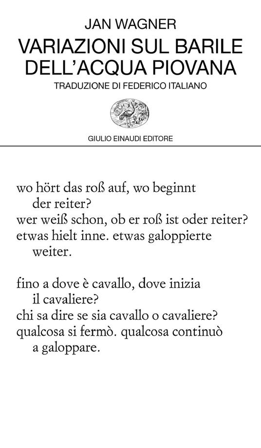 Variazioni sul barile dell'acqua piovana - Jan Wagner - copertina