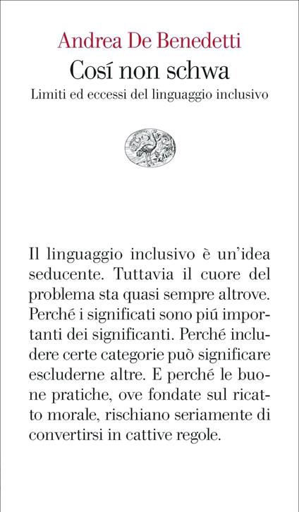 Così non schwa. Limiti ed eccessi del linguaggio inclusivo - Andrea De Benedetti - copertina