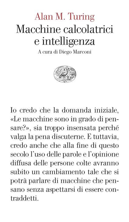 Macchine calcolatrici e intelligenza - Alan M. Turing - copertina