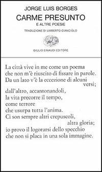 Carme presunto e altre poesie - Jorge L. Borges - copertina