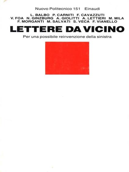 Lettere da vicino. Per una possibile reinvenzione della sinistra - copertina